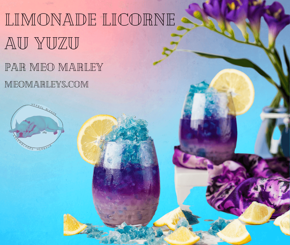 Recipe : Unicorn Yuzu Zen Lemonade (Mocktail) - Meo Marley's Herbal Blends